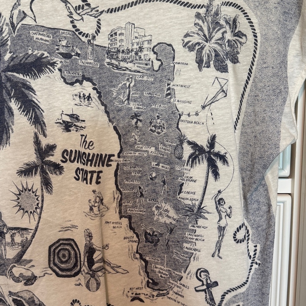 J. Crew Cream blue Graphic Tee Florida, The sunshine state. Small.